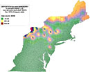 Nuclear fallout in the Northeastern U.S. from nuclear test Baneberry, December 18, 1970. Gradient map.