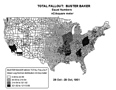 Fallout map showing fallout from shot Buster Baker