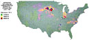 Nuclear fallout pattern for nuclear test Tumbler-Snapper George, June 3, 1952