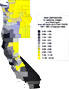 Nuclear fallout depositoin pattern for tungsten 181 in California, Oregon and Washington 1951-1962.