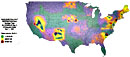 Nuclear fallout pattern from shot Buster Charlie, Nov 1, 1951.