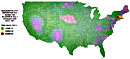 Nuclear fallout pattern from shot Buster Charlie, Nov. 2, 1951.