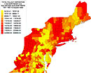 Fallout in the Northeast United States from nuclear tests conducted at the Nevada Test Site, 1951-1970.