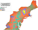 Nuclear fallout in the Northeast US from the Nevada Test Site, 1951-1962. Gradient Map.