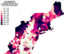 Deposition of radioactive europium 155 (Eu155) in the Northeastern United States from Nevada Test Site fallout, 1951-1962.