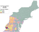 Nuclear fallout in the Northeastern United States from shot Sedan, detonated July 6, 1962.