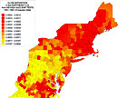 Deposition of radioactive gold (Au199) in the Northeast United States from nuclear testing at the Nevada Test Site, 1951 through 1962.