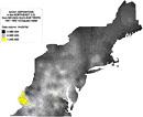 Deposition of americium-241 in the Northeastern United States, from nuclear testing at the Nevada Test Site, 1951-1962.