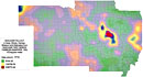 Nuclear fallout in the Midwest from the Tumbler-Snapper nuclear test series, color gradient map.