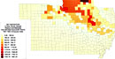 Beryllium-7 deposition in the Midwest from nuclear testing 1951-1962.