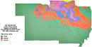 Beryllium-7 deposition in the Midwest from nuclear testing shown as a color gradient map.