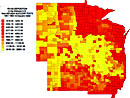 Rhodium 105 deposition in the Midwest from nuclear testing, 1951-1962.