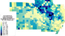 Cesium 137 deposition in the American Midwest from nuclear testing, 1951-1962.